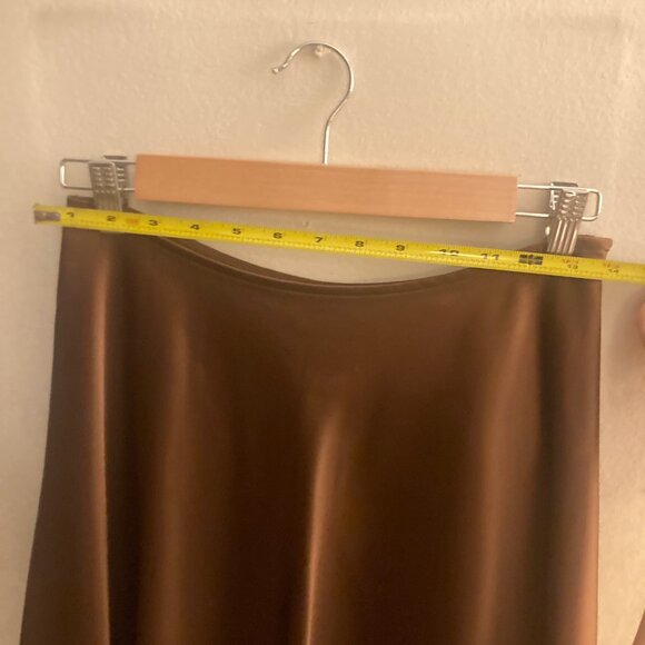 Chocolate Brown Midi Skirt Satin Sheen Balletcore Size 4 - Picture 9 of 11
